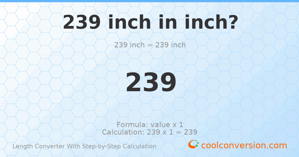 239 inches = 239 inches