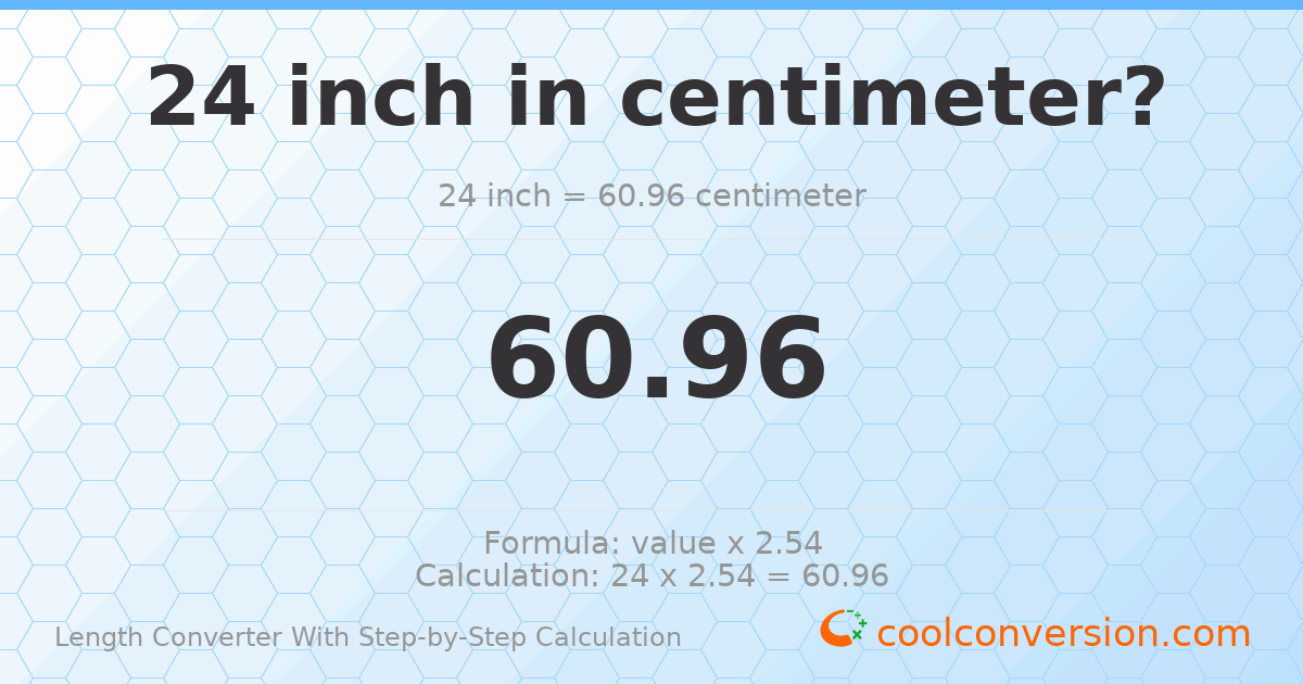 24 inches = 60.96 centimeters