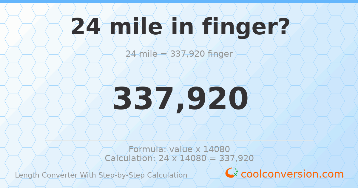 24 miles = 337920 fingers