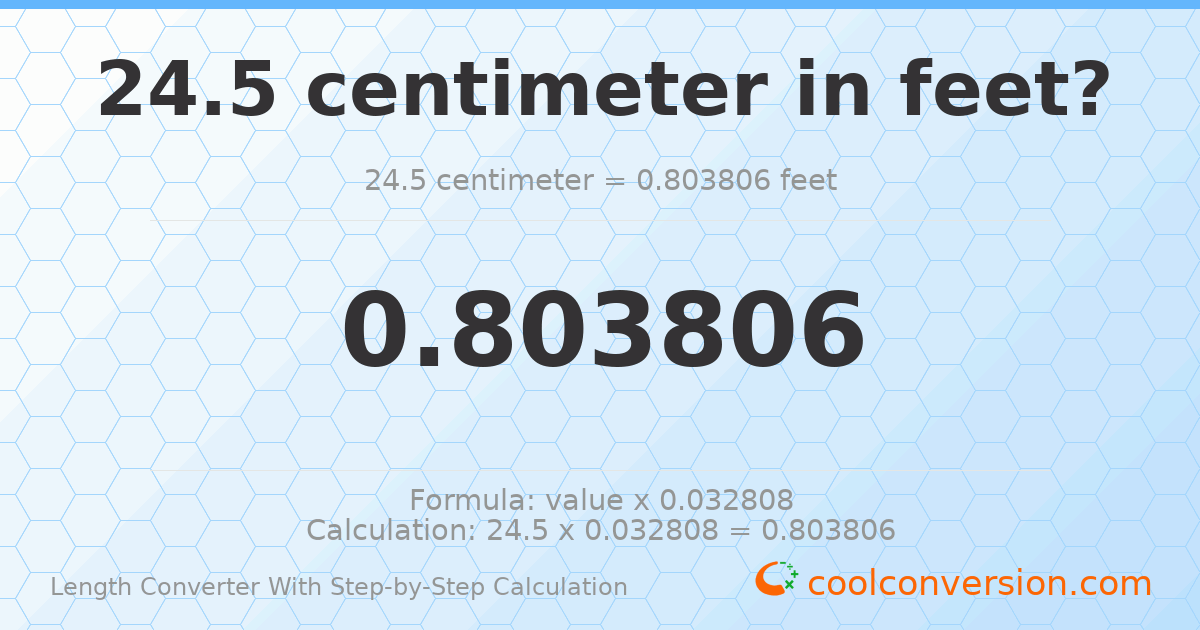 24.5 centimeters = 0.803806 feet