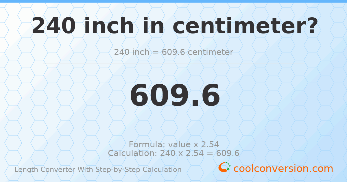 240 inches = 609.6 centimeters