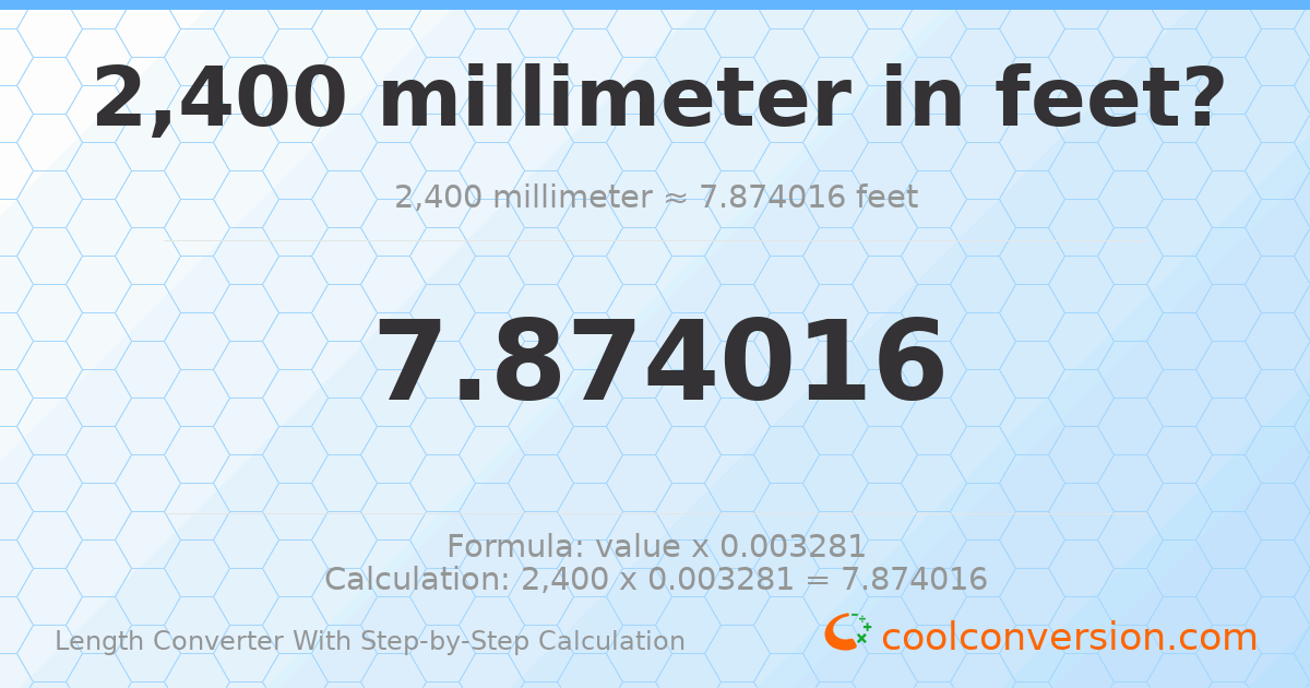 2400 millimeters = 7.87402 feet