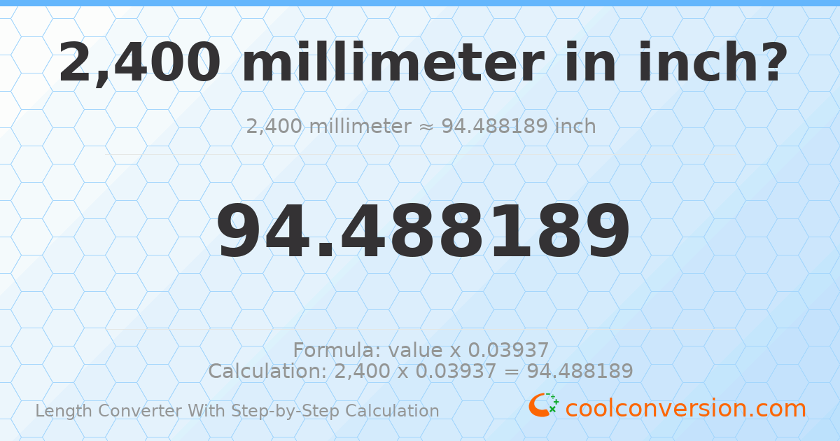 2400 millimeters = 94.4882 inches