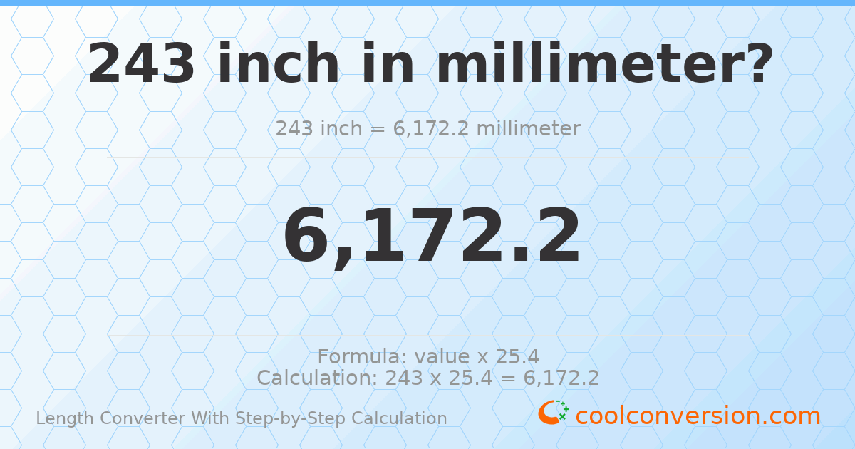 243 inches = 6172.2 millimeters