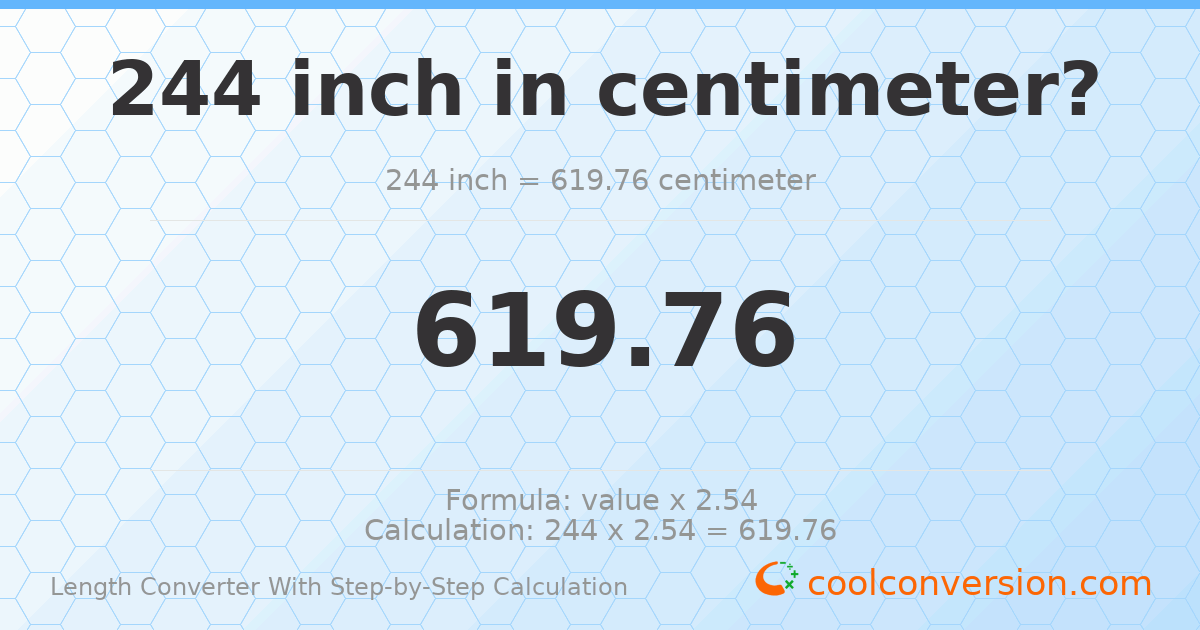 244 inches = 619.76 centimeters