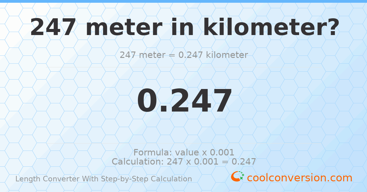 247 meters = 0.247 kilometers
