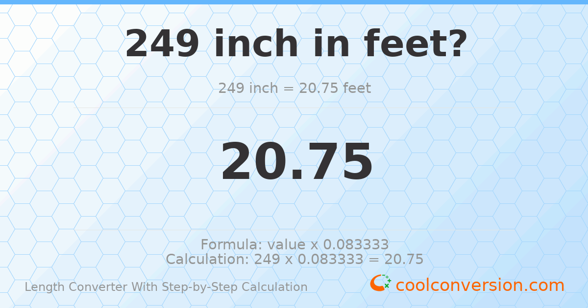 249 inches = 20.75 feet