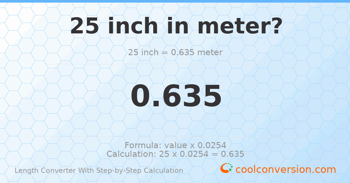 25 inches = 0.635 meters