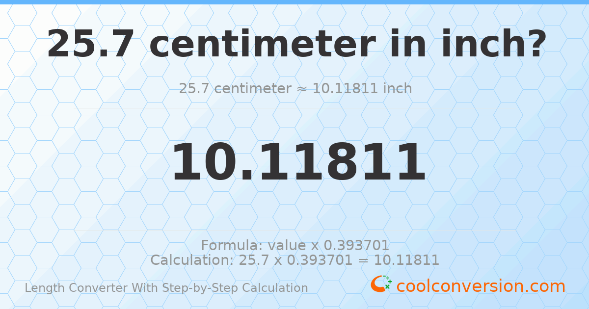 25.7 centimeters = 10.1181 inches
