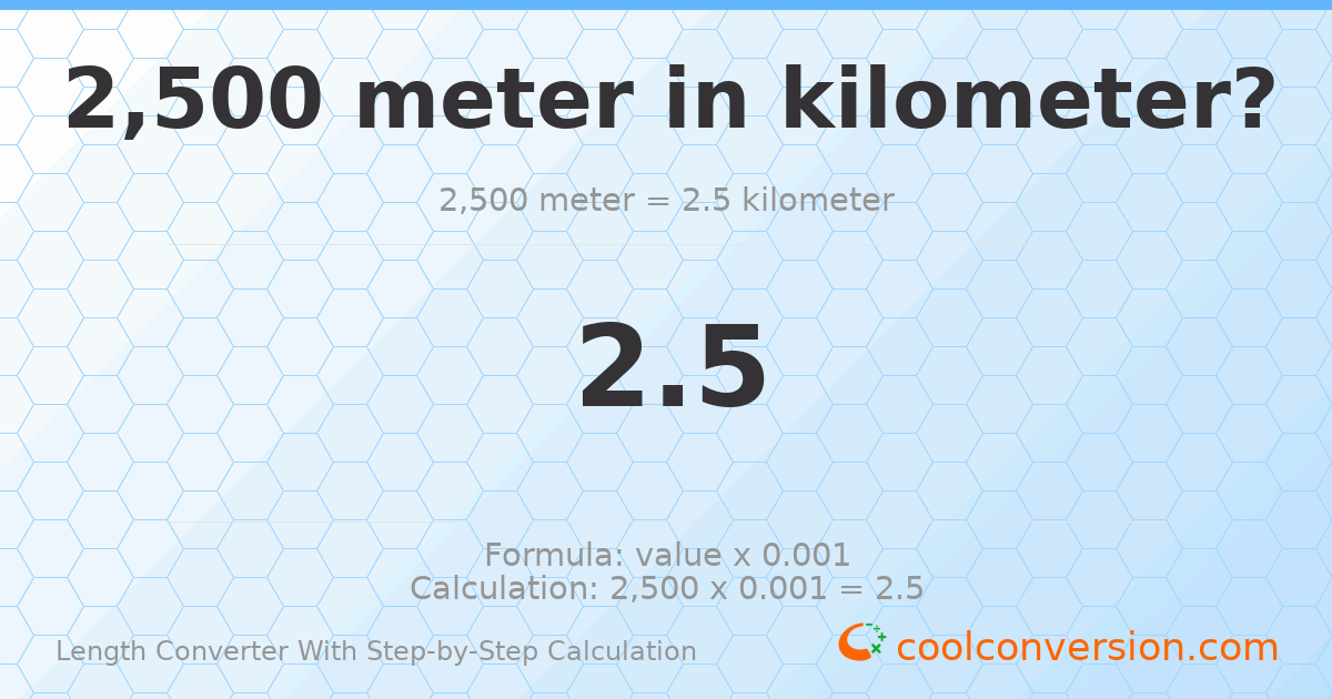 2500 meters = 2.5 kilometers