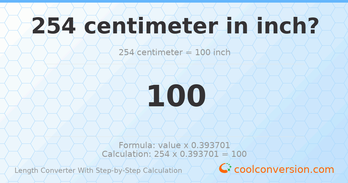 254 centimeters = 100 inches