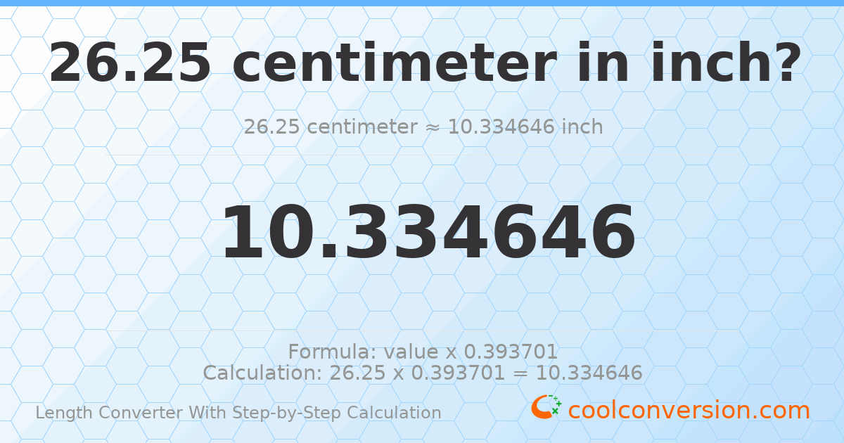 26.25 centimeters = 10.3346 inches