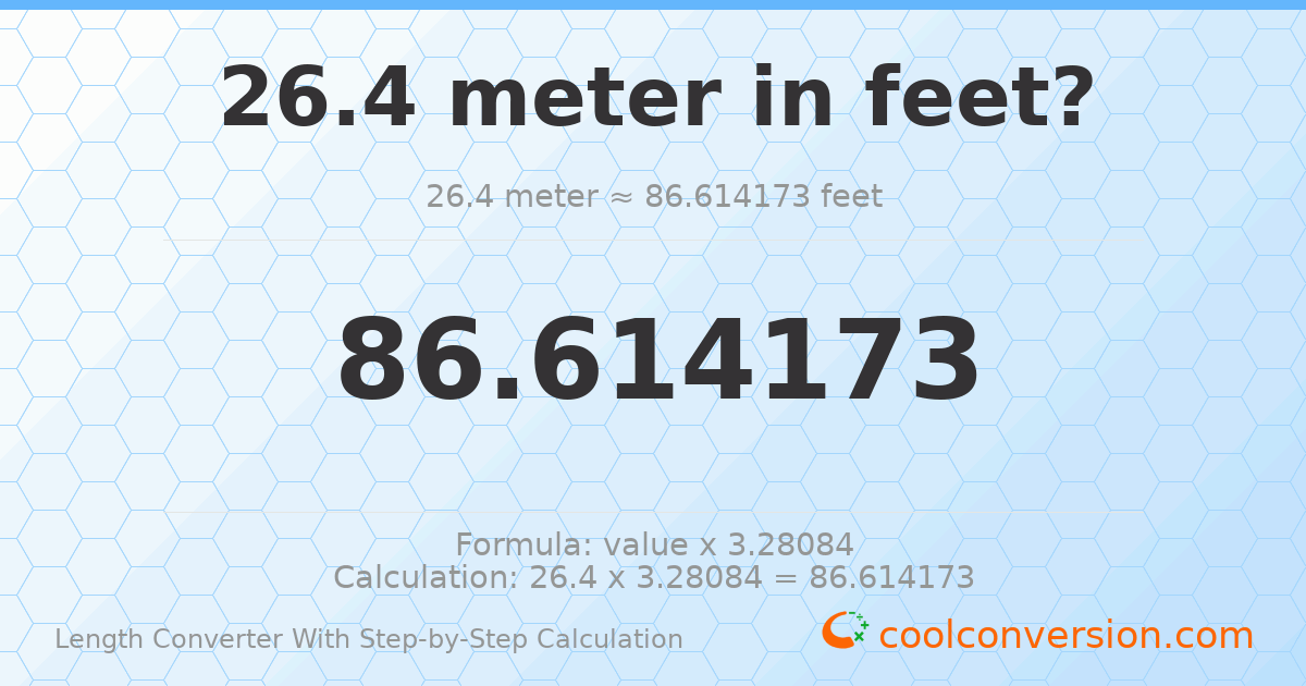 26.4 meters = 86.6142 feet