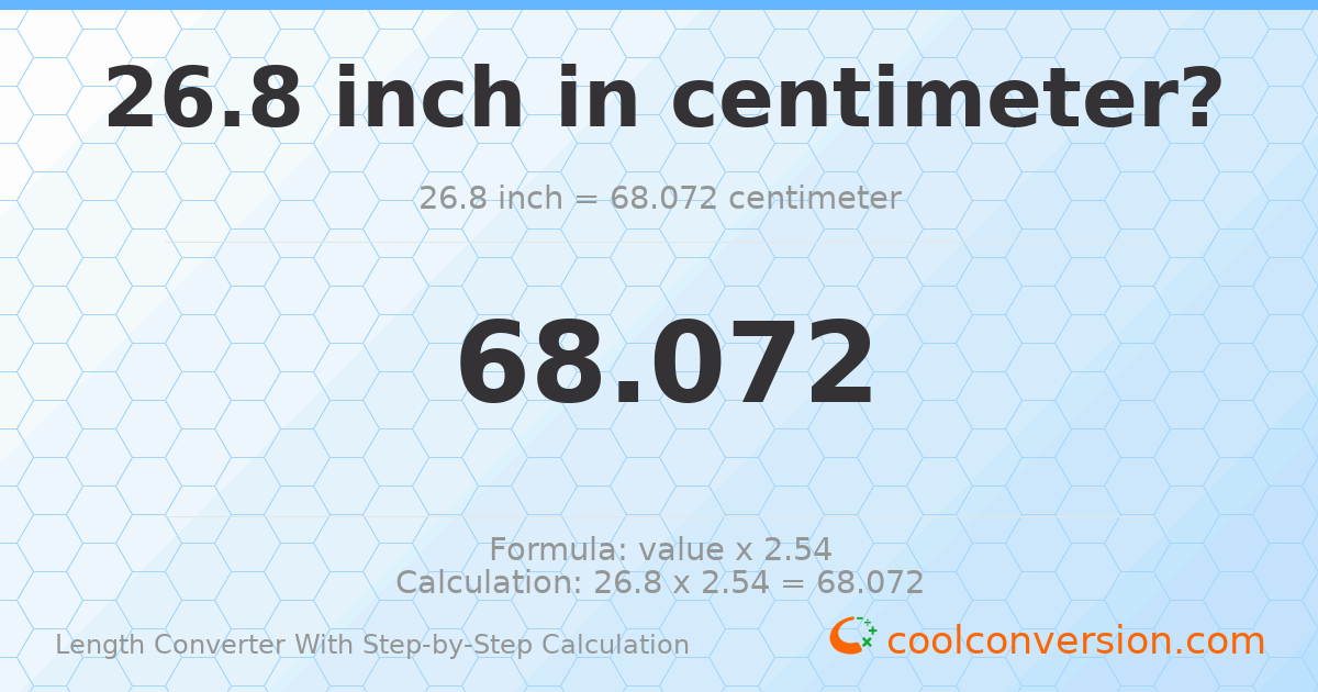 26.8 inches = 68.072 centimeters