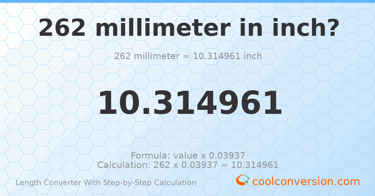 262 millimeters = 10.315 inches