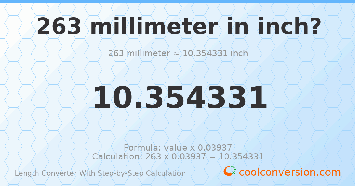 263 millimeters = 10.3543 inches
