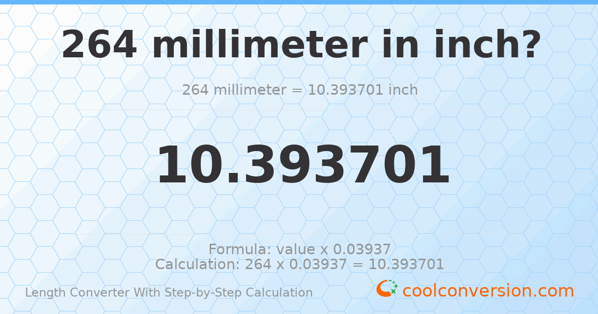 264 millimeters = 10.3937 inches