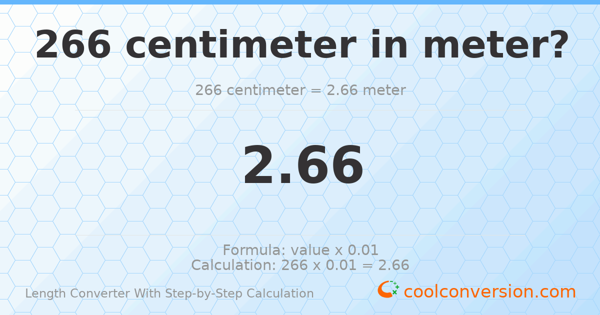 266 centimeters = 2.66 meters