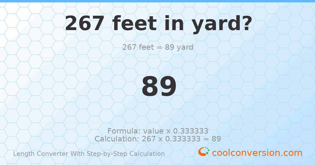 267 feet = 89 yards