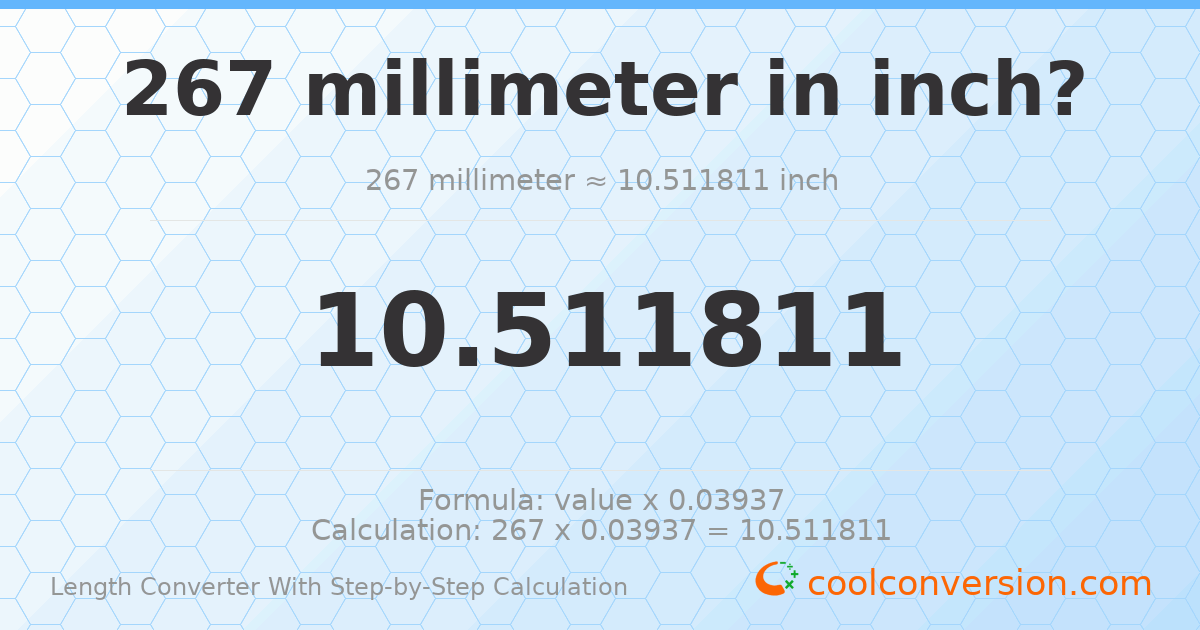 267 millimeters = 10.5118 inches