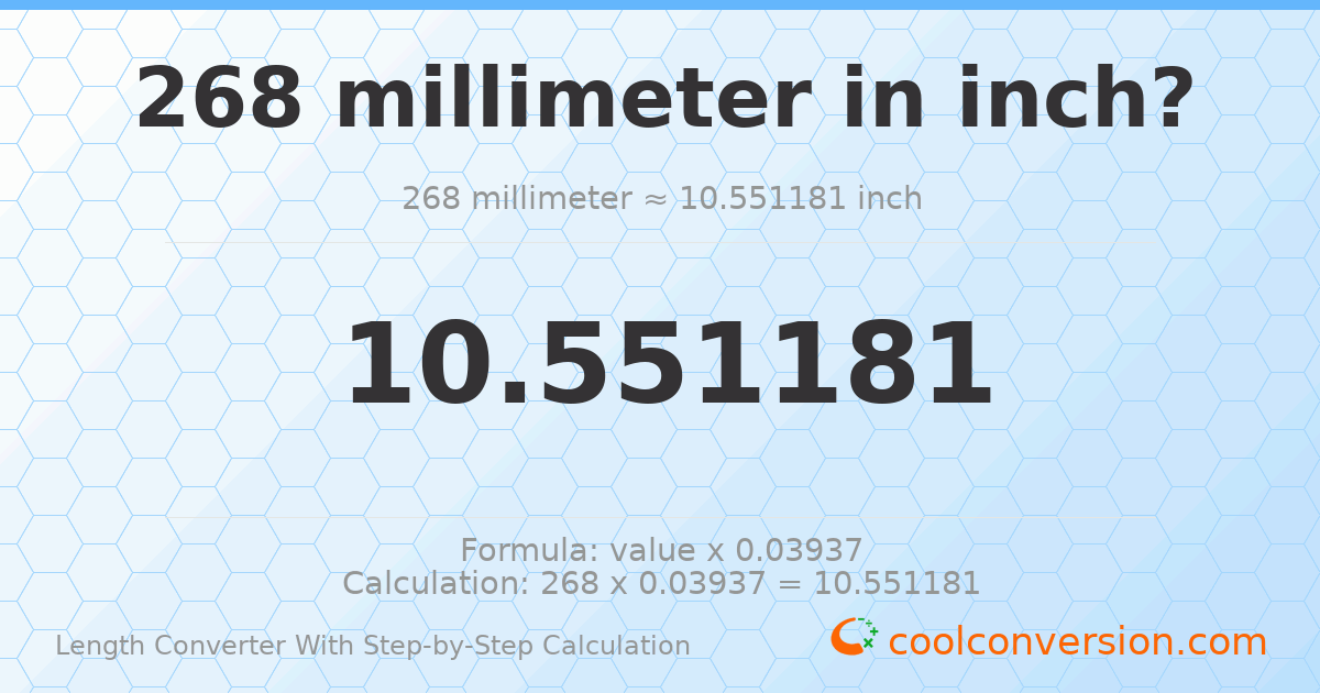 268 millimeters = 10.5512 inches