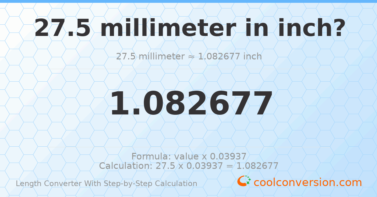 27.5 millimeters = 1.08268 inches