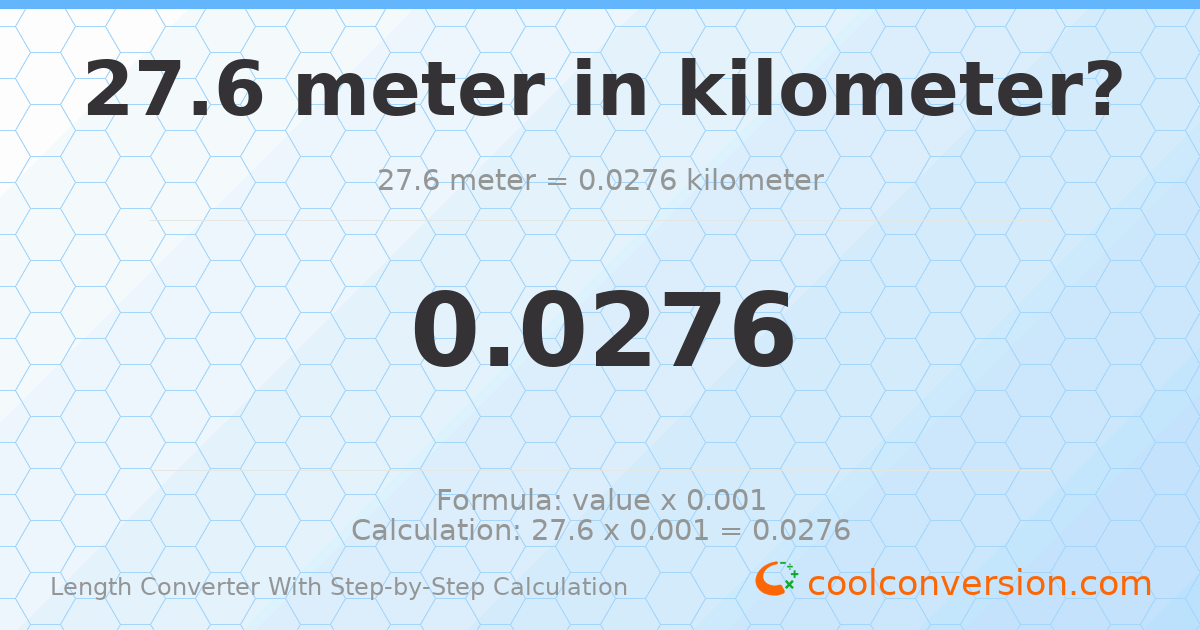 27.6 meters = 0.0276 kilometers