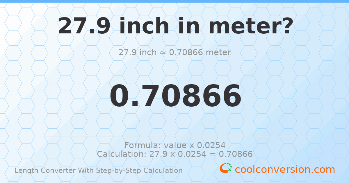 27.9 inches = 0.70866 meters