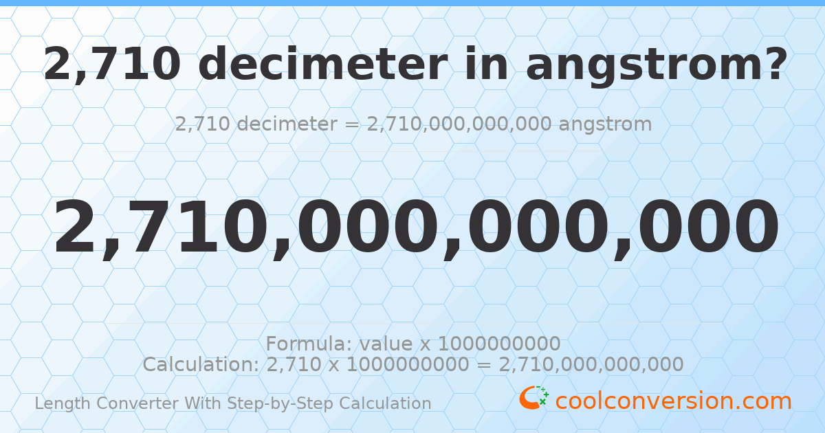 2710 decimeters = 2.71 × 10¹² angstroms