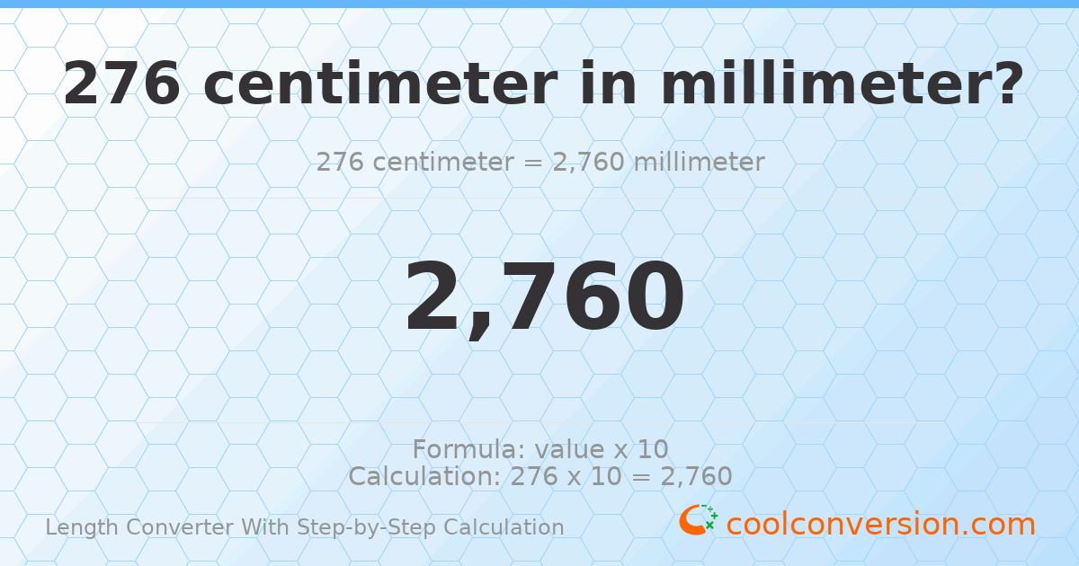 276 centimeters = 2760 millimeters