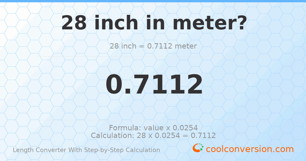 28 inches = 0.7112 meters