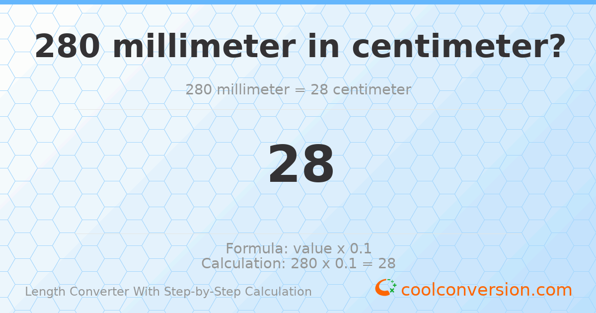 280 millimeters = 28 centimeters