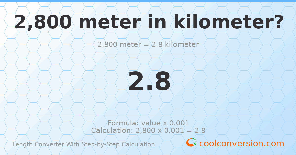 2800 meters = 2.8 kilometers
