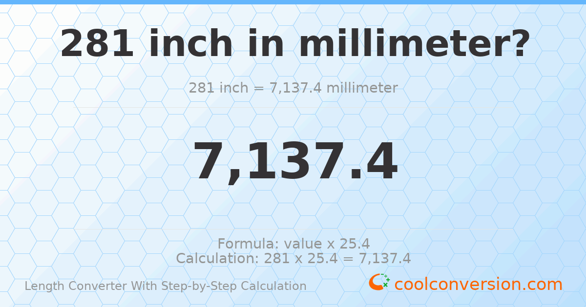 281 inches = 7137.4 millimeters