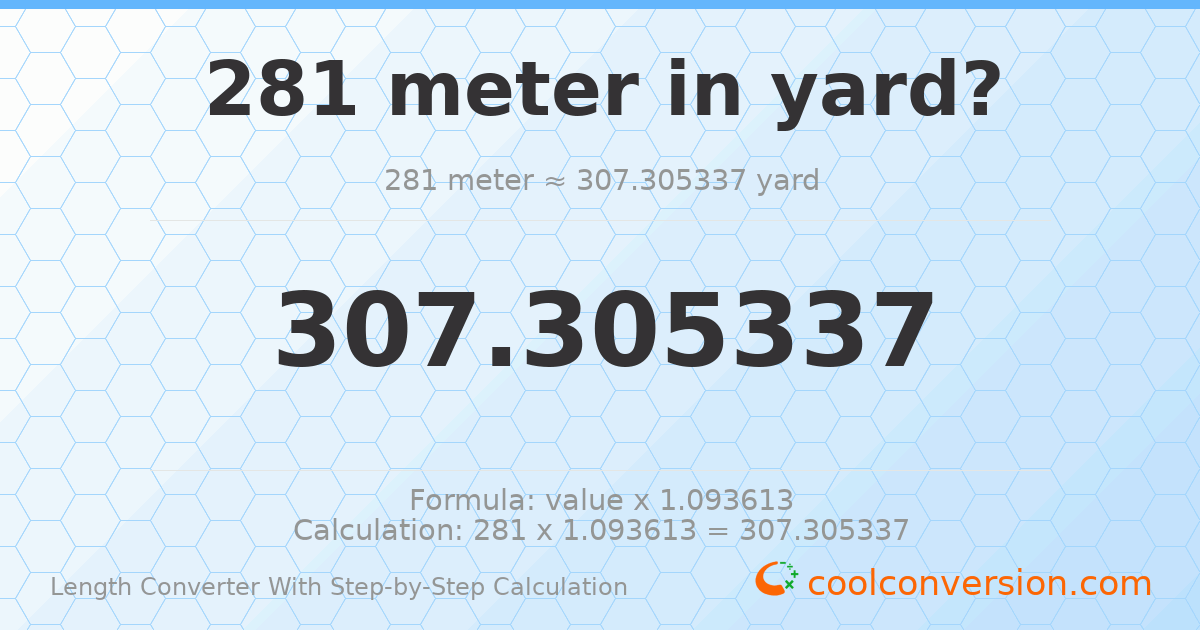 281 meters = 307.305 yards