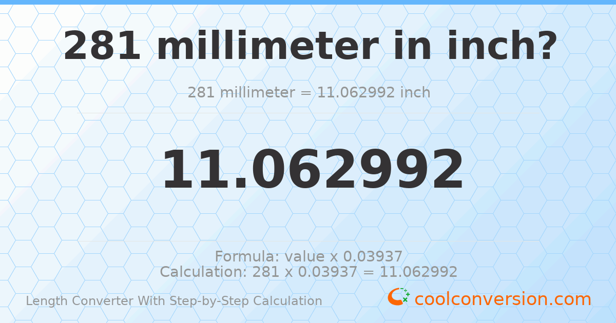 281 millimeters = 11.063 inches