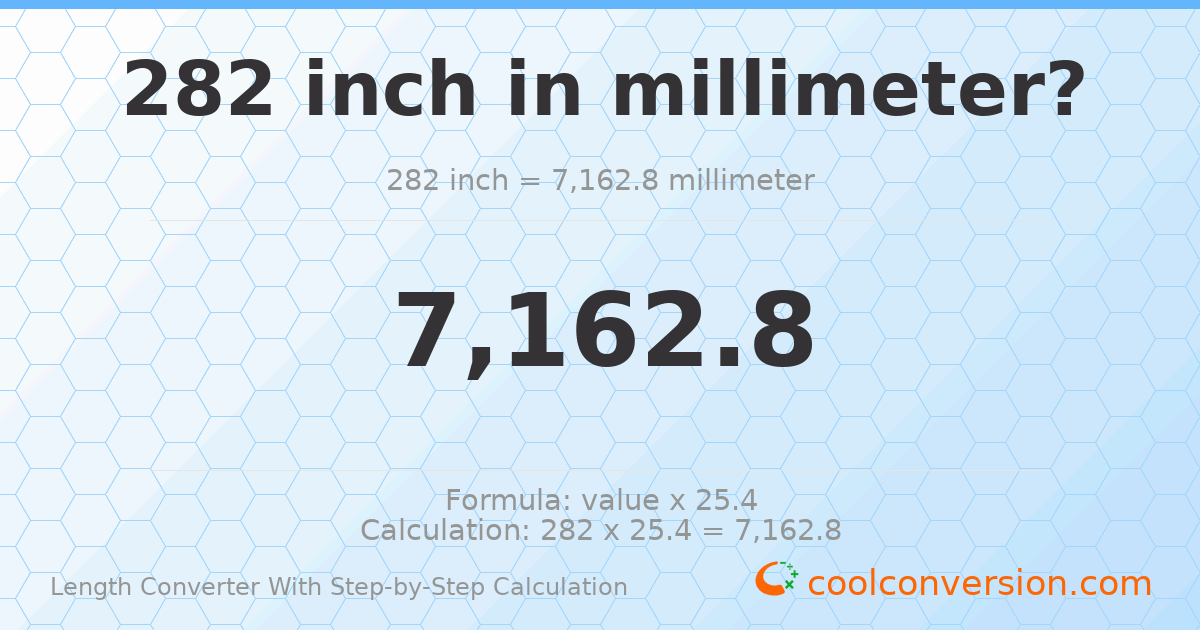 282 inches = 7162.8 millimeters