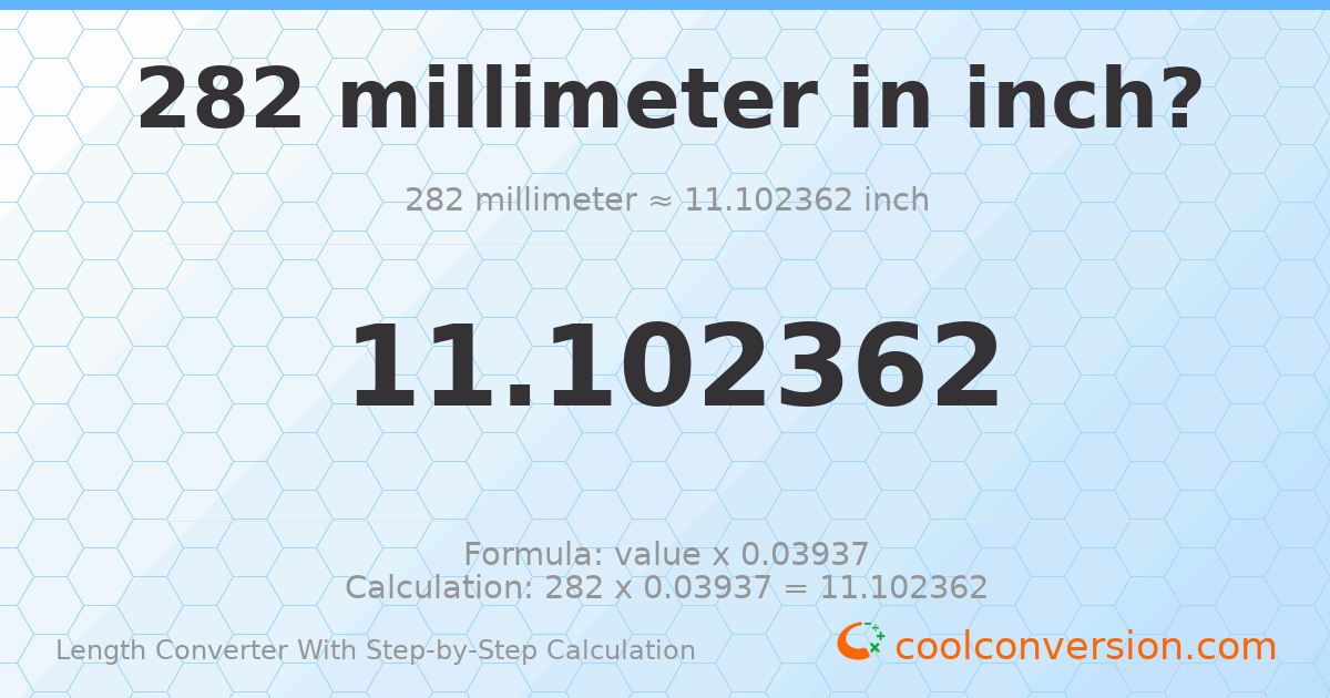 282 millimeters = 11.1024 inches