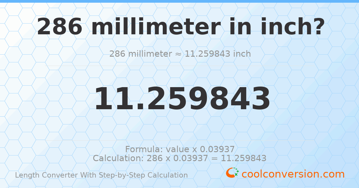 286 millimeters = 11.2598 inches