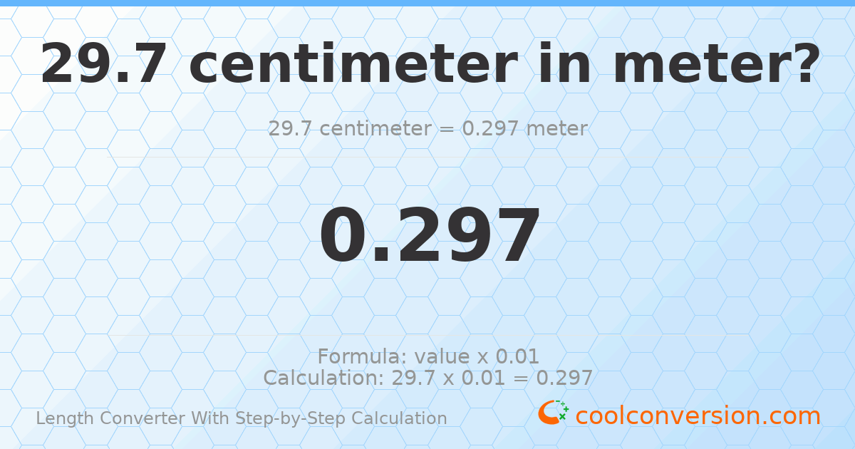 29.7 centimeters = 0.297 meters