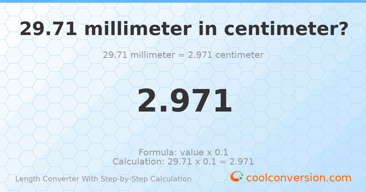 29.71 millimeters = 2.971 centimeters