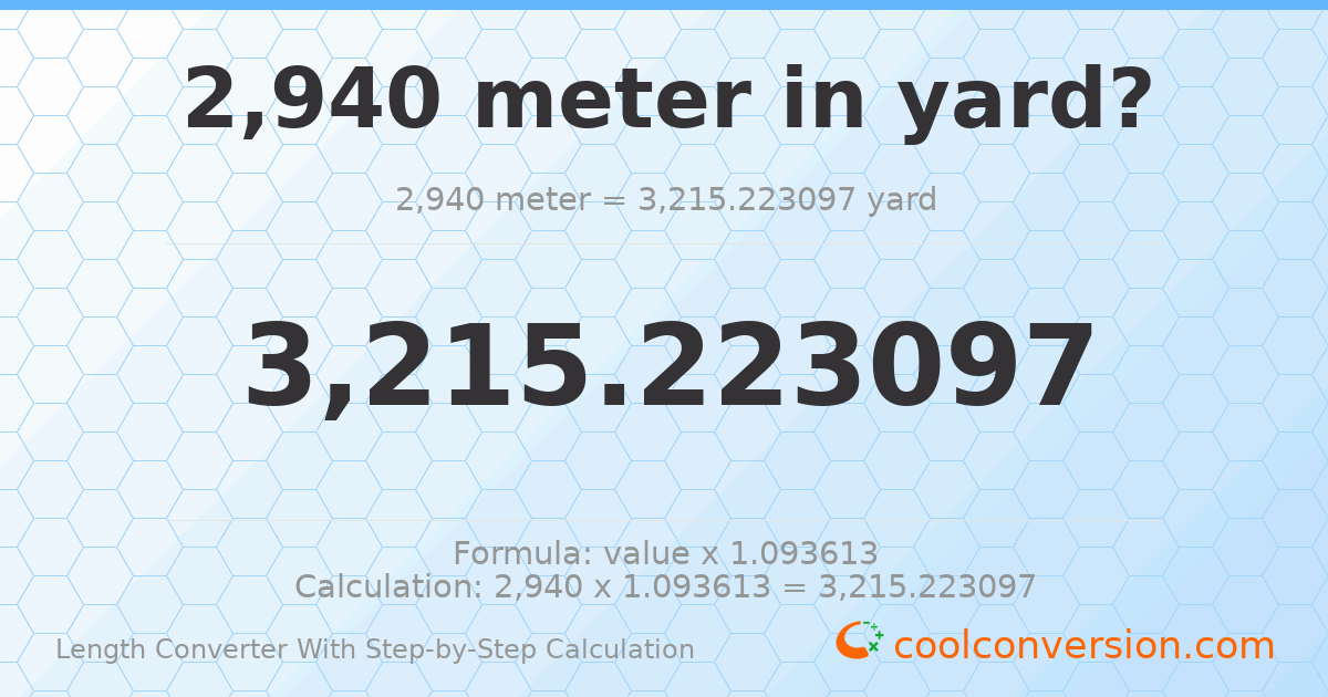 2940 meters = 3215.22 yards