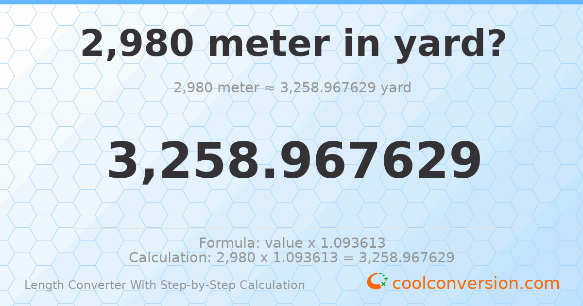2980 meters = 3258.97 yards