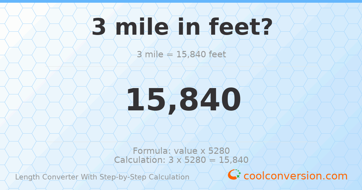 3 miles = 15840 feet