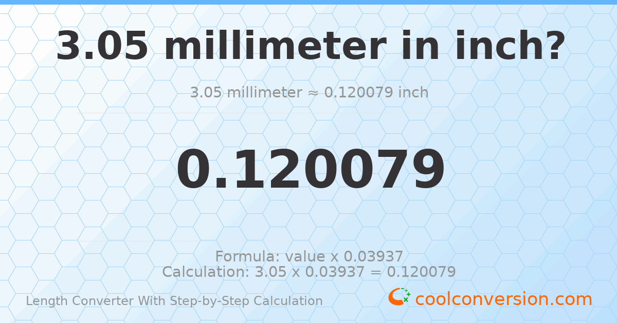 3.05 millimeters = 0.120079 inches