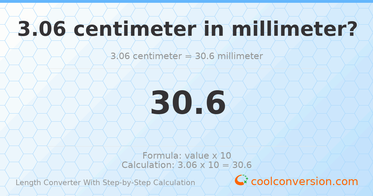 3.06 centimeters = 30.6 millimeters