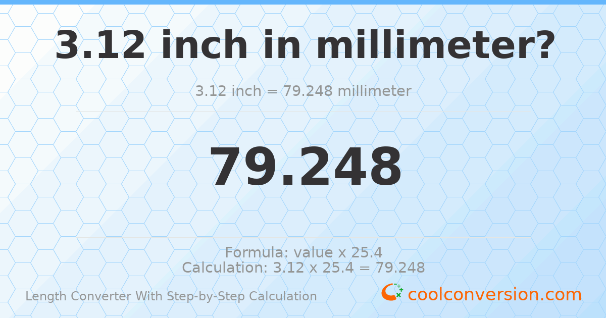3.12 inches = 79.248 millimeters