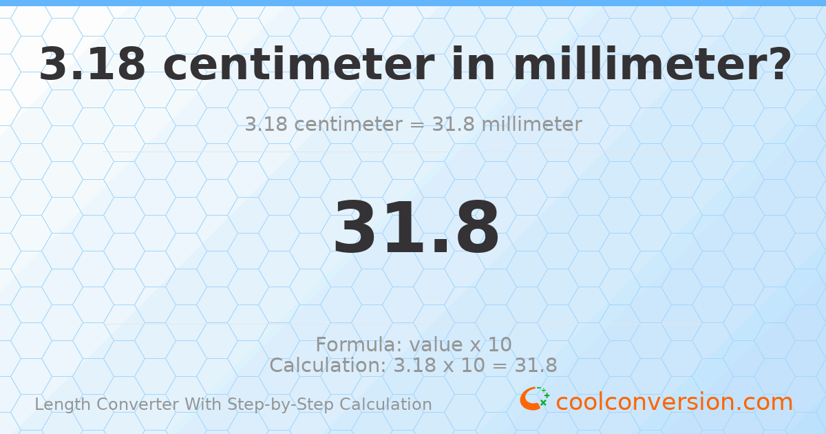 3.18 centimeters = 31.8 millimeters
