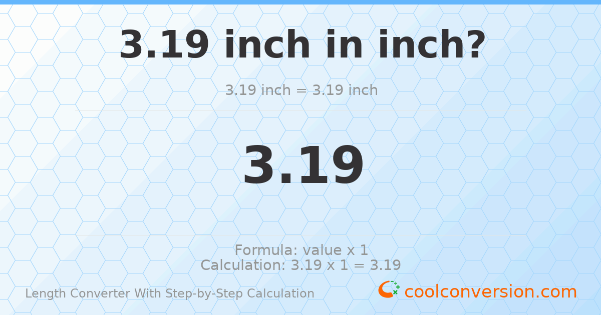 3.19 inches = 3.19 inches