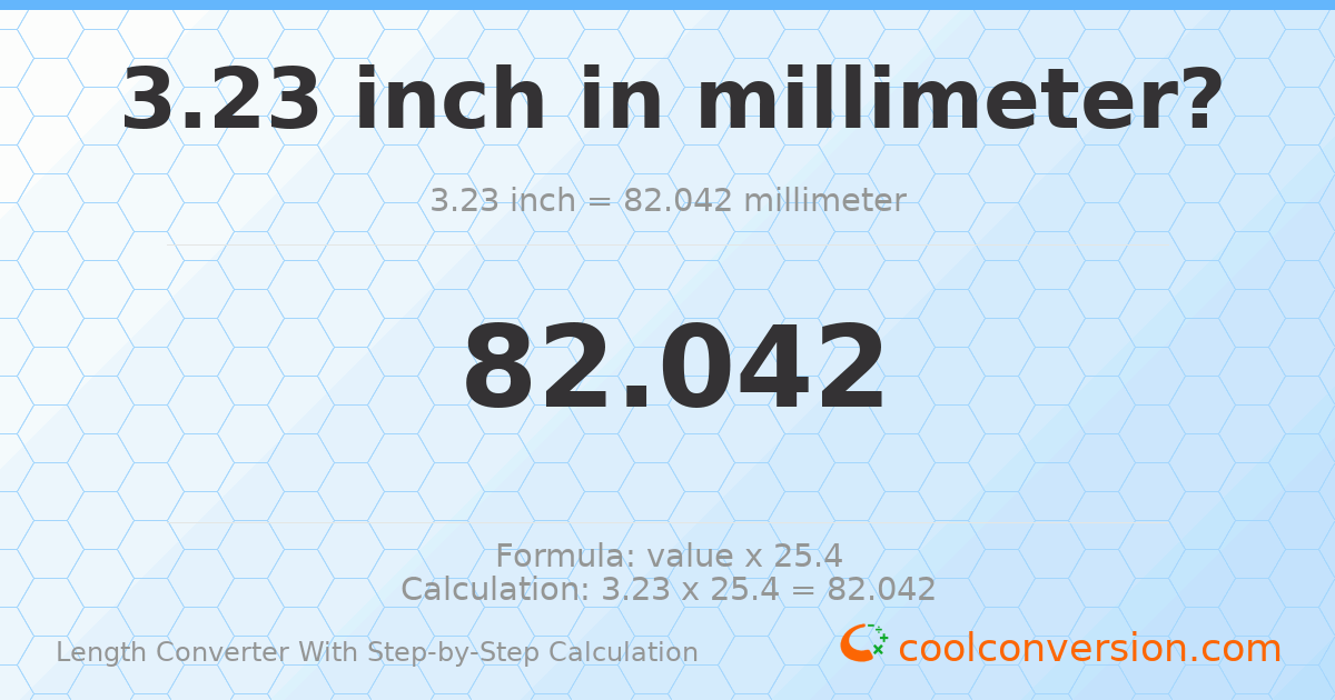 3.23 inches = 82.042 millimeters